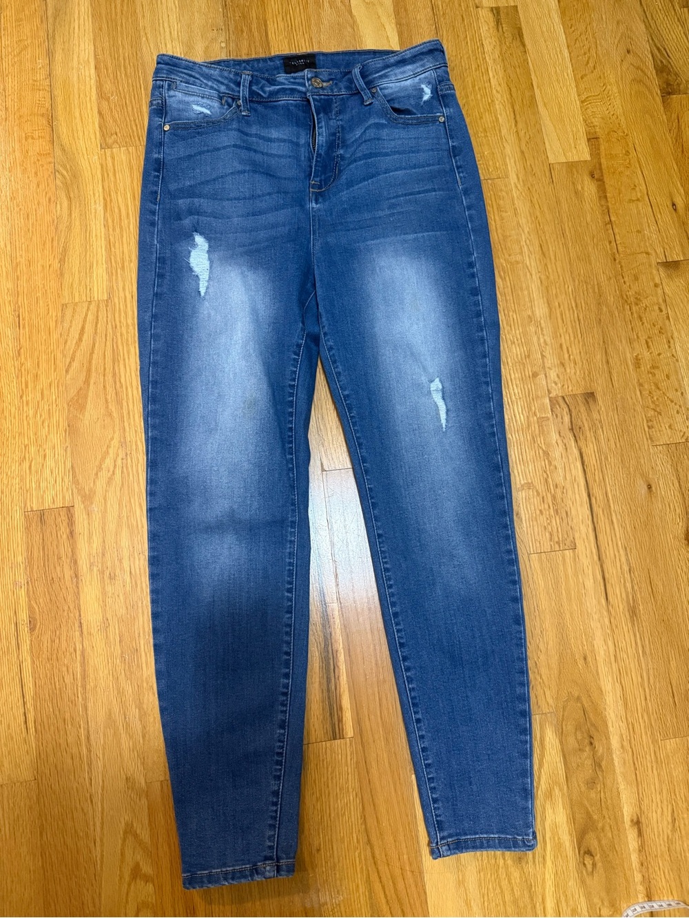 Celebrity Pink Women's Dark Blue Distressed Skinny Jeans